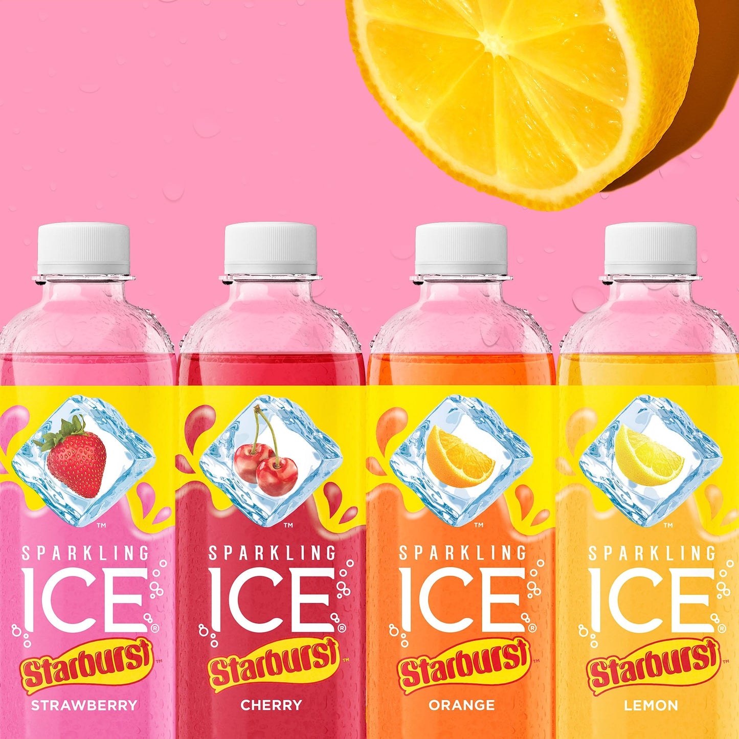 Sparkling Ice Starburst Lemon, Zero Sugar Flavored Sparkling Water, With Vitamins And Antioxidants, Low Calorie Beverage, 17 Fl Oz Bottles (Pack Of 12)