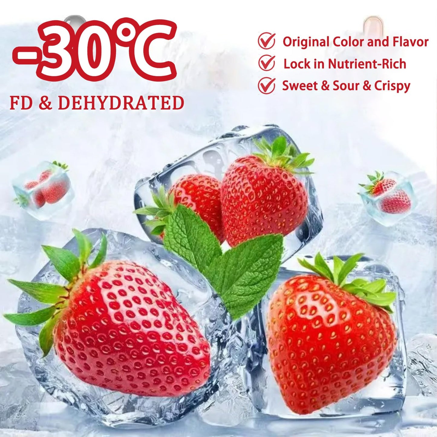 Cubierta Freeze Dried Whole Strawberries 7oz Natural Sweet & Sour Crispy Dehydrated Fruit Snack No Sugar Added