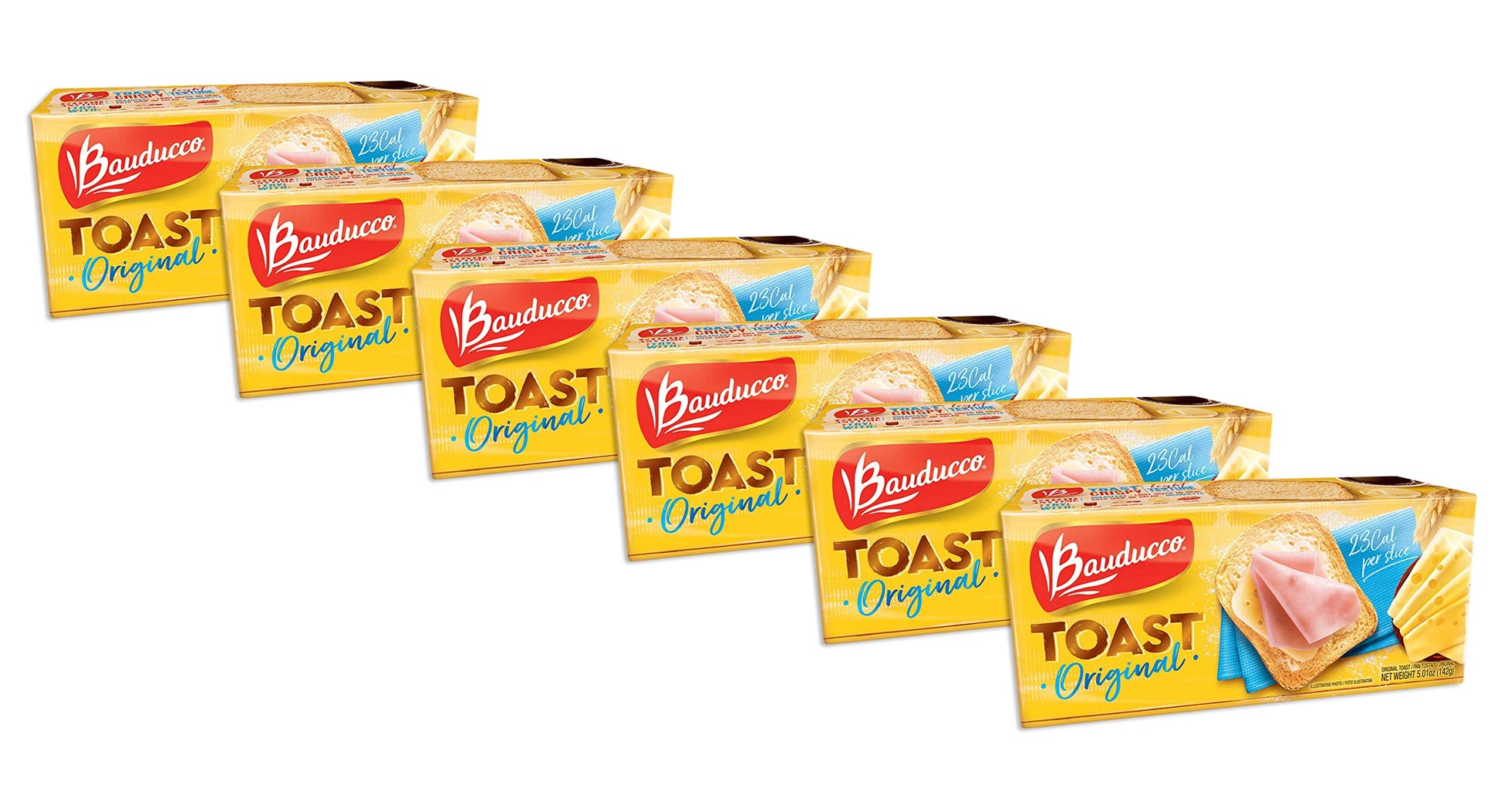 Bauducco Original Toast - Delicious, Light & Crispy Toasted Bread - Ready-To-Eat Breakfast Toast & Sandwich Bread - No Artificial Flavors - 30 Oz (Pack Of 6)