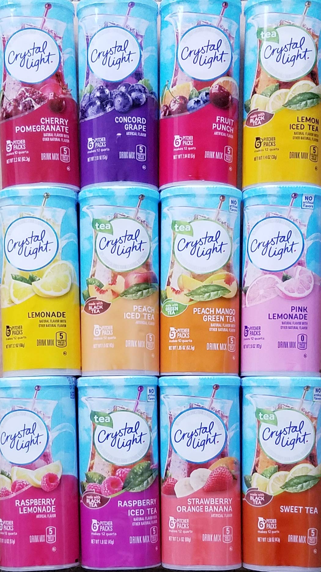 Crystal Light Pitcher Packs Drink Mix Variety Bundle Of 12 Different Flavors
