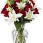Benchmark Bouquets, Red Roses & Lilies, Glass Vase Included, Gift Fresh Flowers for Birthday, Anniversary, Get Well, Sympathy, C