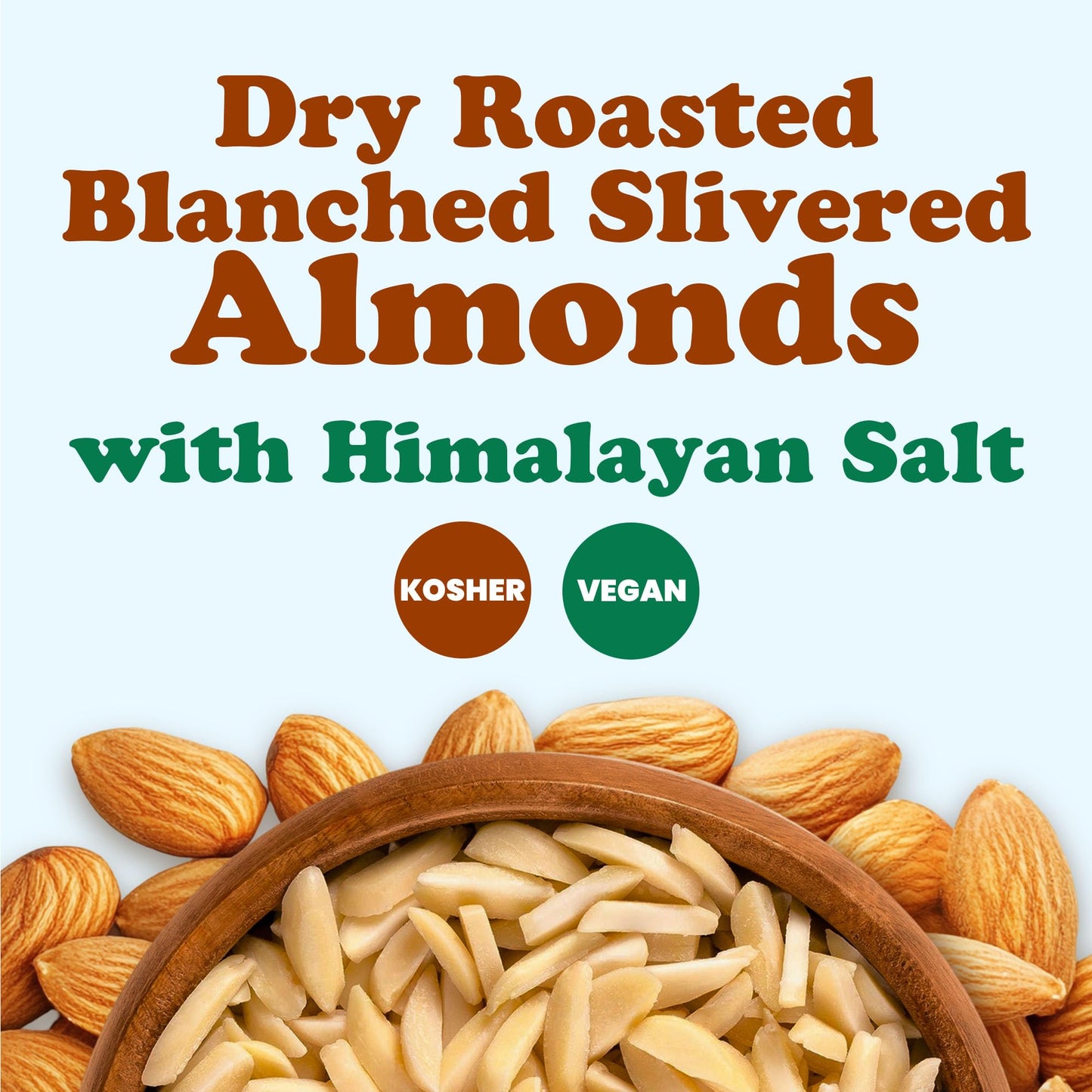 Food to Live Dry Roasted Blanched Slivered Almonds with Himalayan Salt, 8 Ounces - Oven Toasted, Lightly Salted, No Oil Added, P