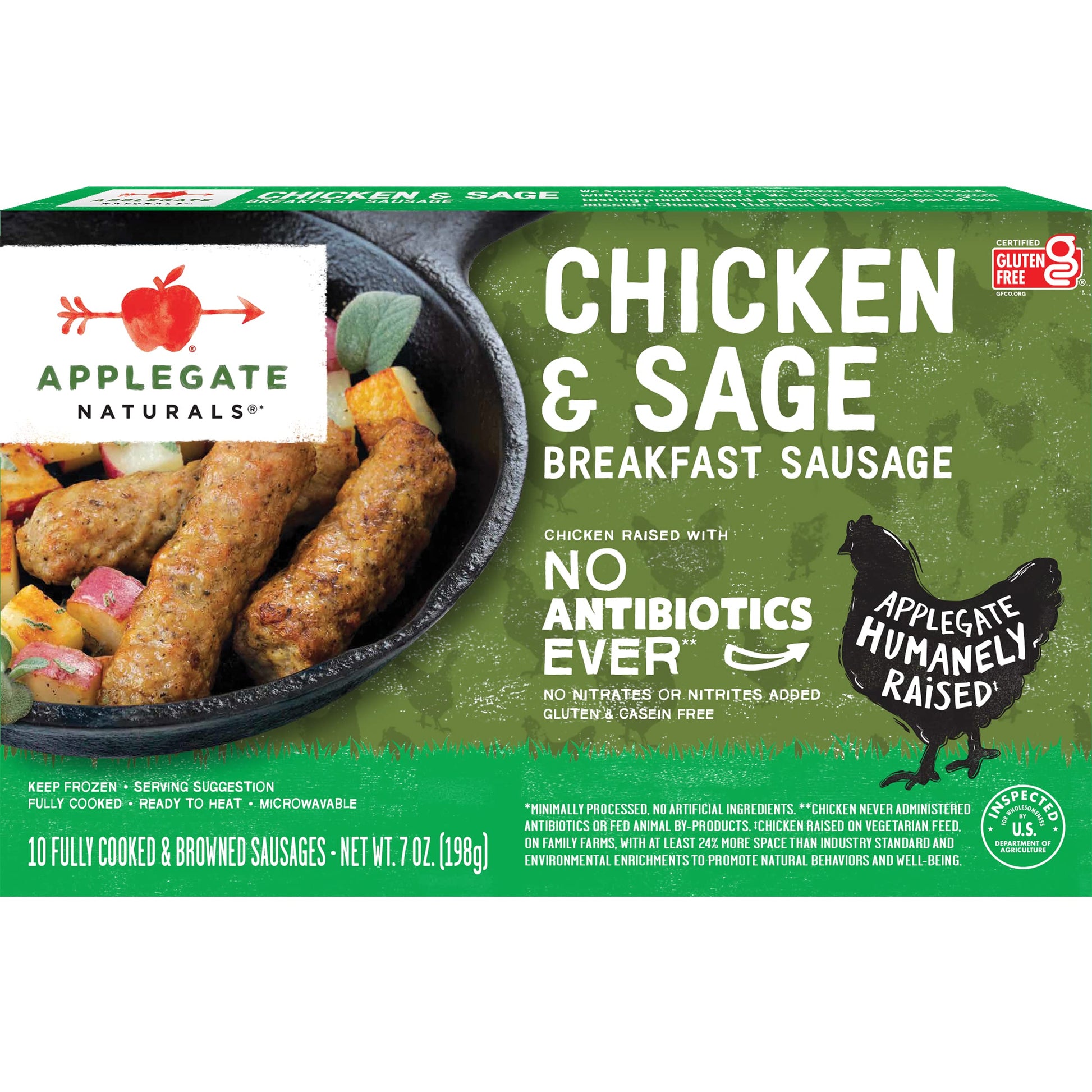 Applegate, Natural Chicken & Sage Breakfast Sausage, 7 oz (Frozen)