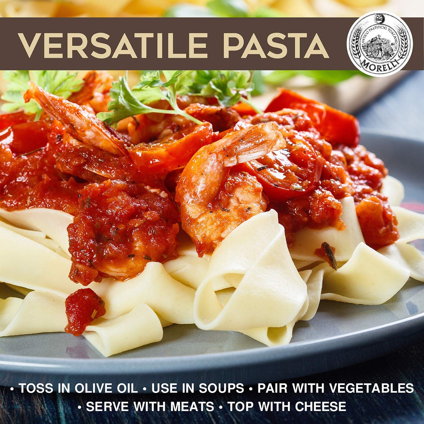 Morelli Pappardelle Pasta Noodles - Imported Italian Duspirit-inspired flavor Wheat - 17.6oz (Pack of 2) - Off-white