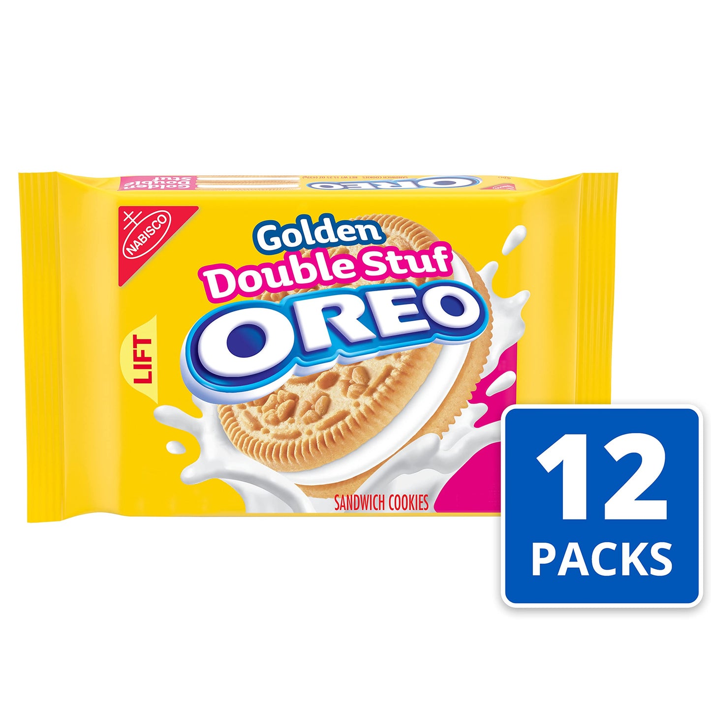 OREO Golden Double Stuf Sandwich Cookies, 12 - 15.25 oz Packs