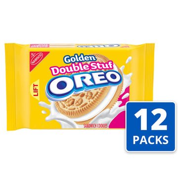 OREO Golden Double Stuf Sandwich Cookies, 12 - 15.25 oz Packs
