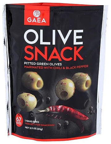 Gaea Snack Olive Grn Chli And Pepp, 2.3 Oz