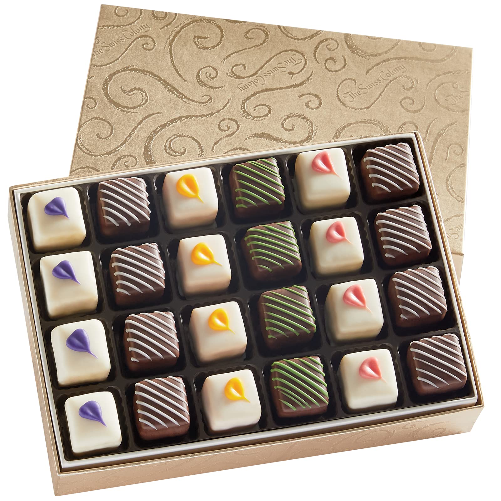 The Swiss Colony Spring Petits Fours - Gift Of 24 (.43 Oz. Each): Gourmet Cake Assortment  Chocolate & Petit Four Layer Cakes  Delightful Spring Desserts
