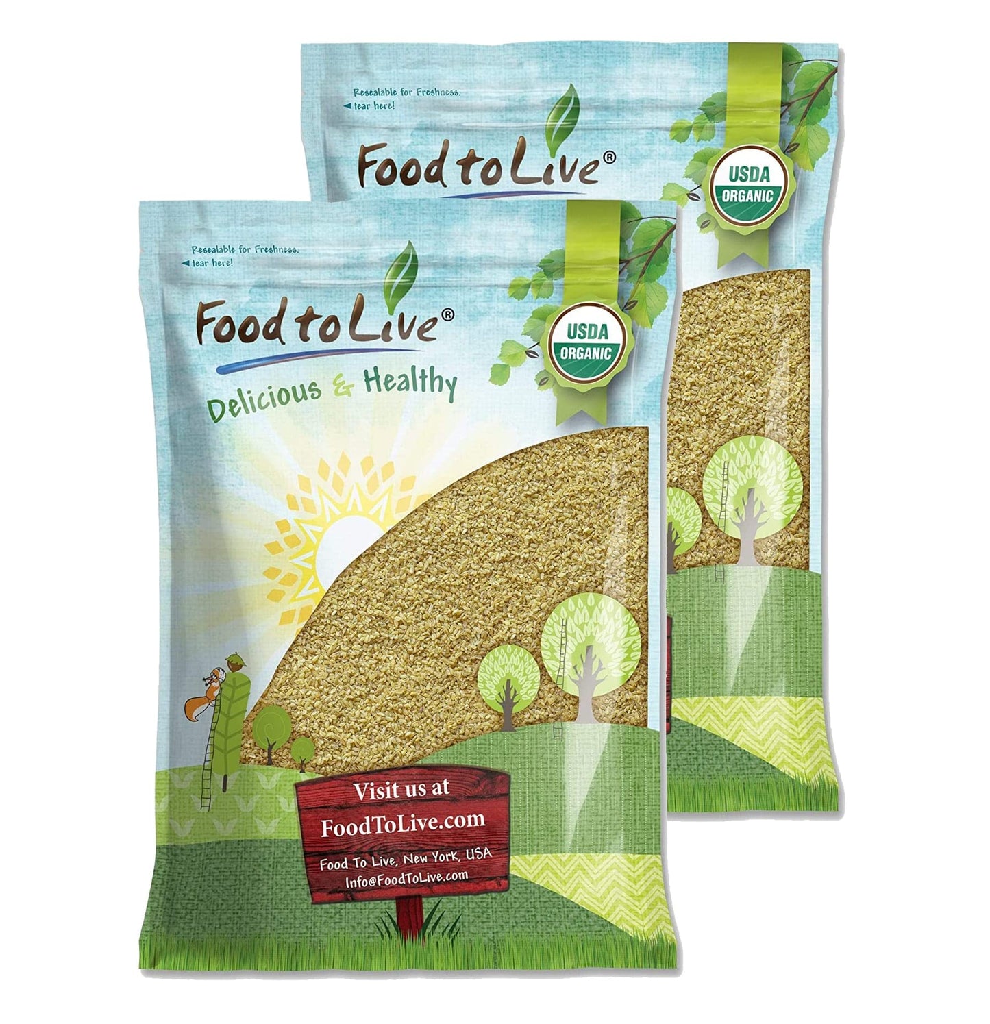 Food to Live Organic Bulgur Wheat - Non-GMO Whole Grain, High Fiber, 20 Pound Bag