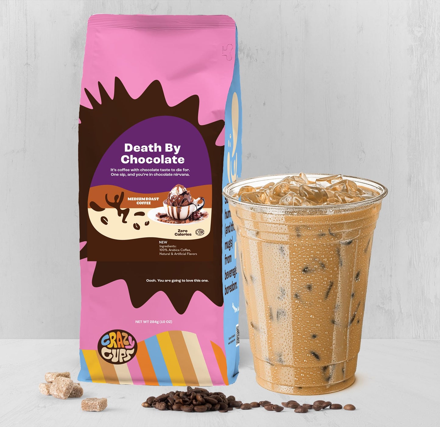 Crazy Cups Flavored Ground Chocolate Coffee, Death By Chocolate Coffee In 10 Oz Bag, For Brewing Flavored Hot Or Iced Coffee, 3 Pack