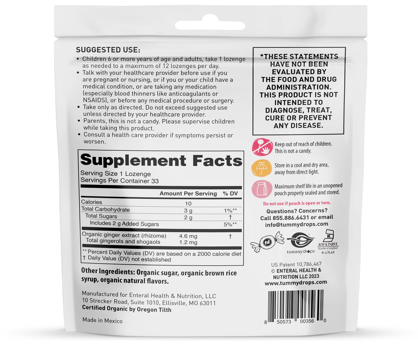 Usda Organic Enchanted Spice Intense Ginger Tummydrops, Gluten Free & Vegan, 33 Organic Ginger Lozenges