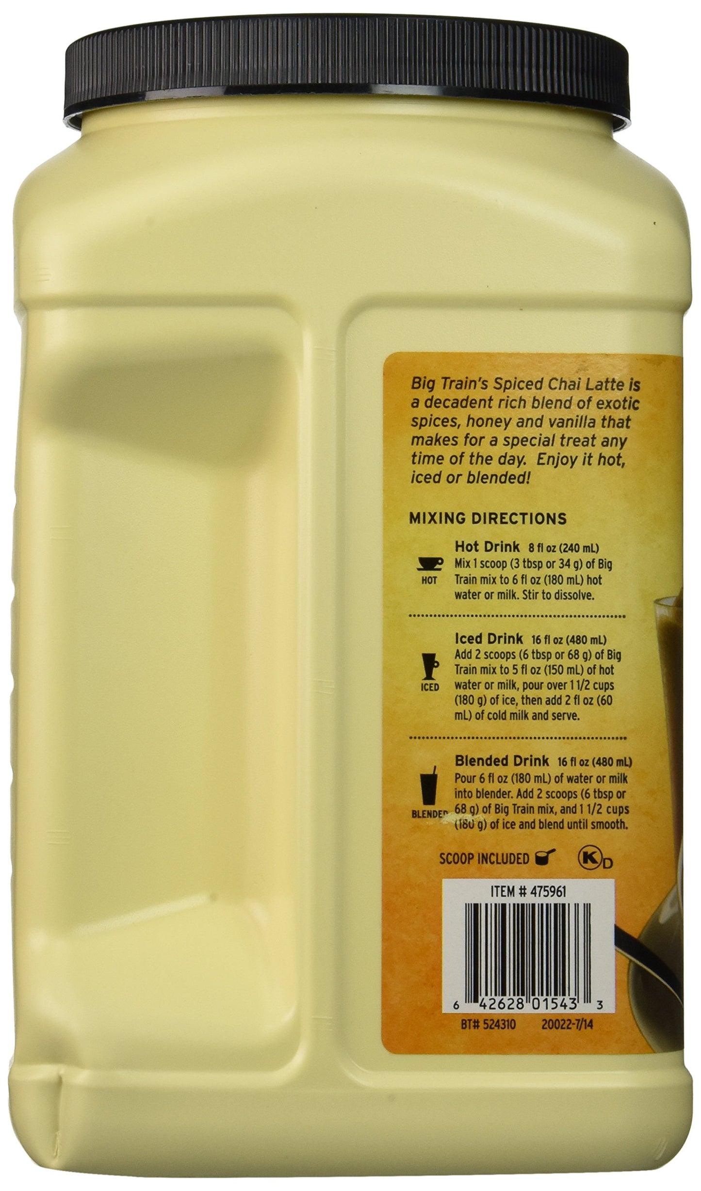 Big Train Chai Latte, Spiced Chai, 64 Ounce Jug, Model 475961C2, Pack of 1