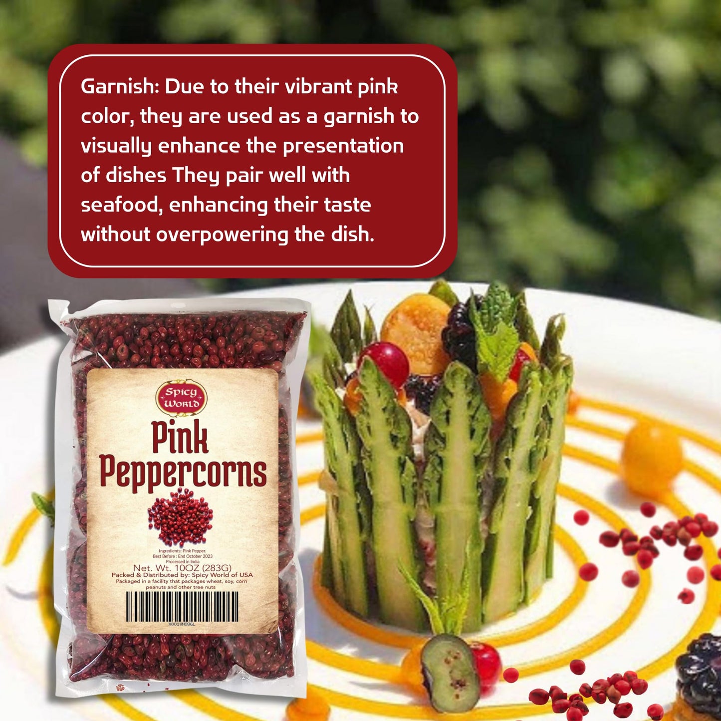 Spicy World Pink Peppercorns 10 Oz - Exquisite Flavor, Premium Whole Pepper | Steam Sterilized | Non-Gmo | Perfect For Gourmet Dishes And Seasoning