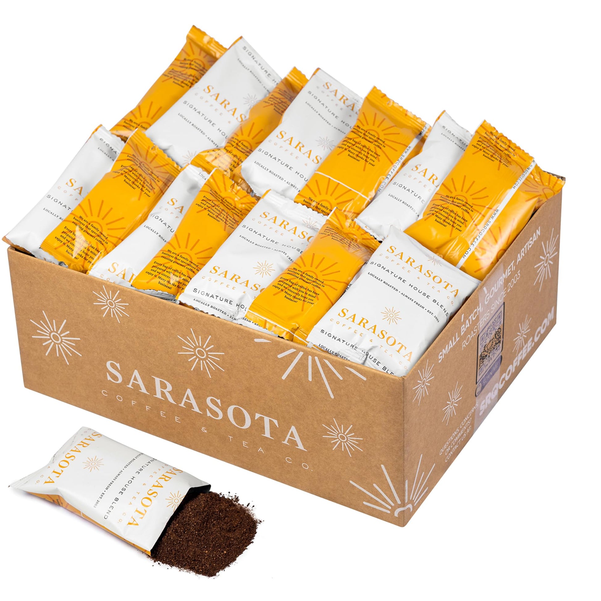 SARASOTA COFFEE Signature Breakfast Blend Medium Roast, Pre Ground Coffee Packets, 1.5 oz Bags, Pack of 42