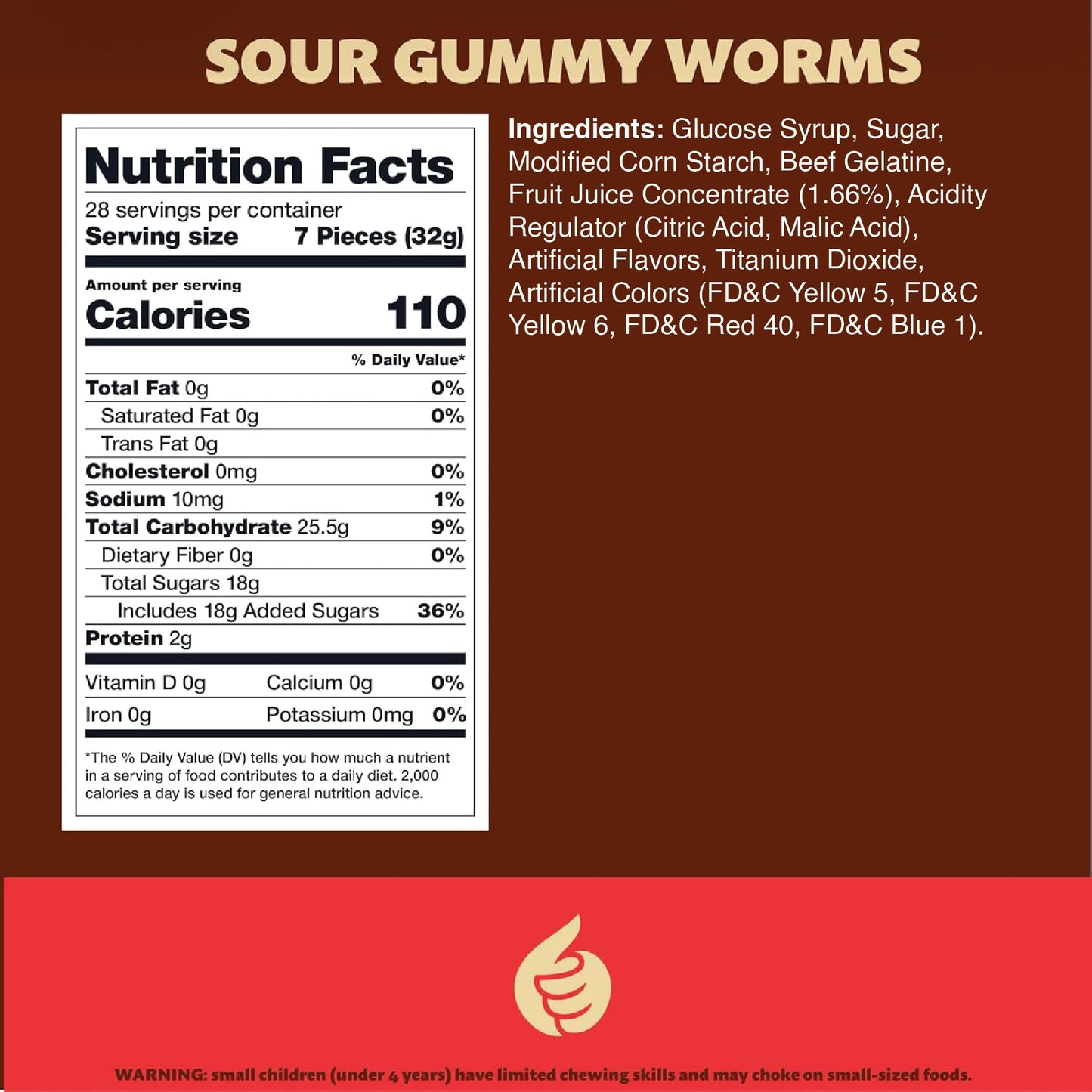 Sour Neon Gummy Worms Candy | 2-Pound Pack | Assorted Fruit Flavors