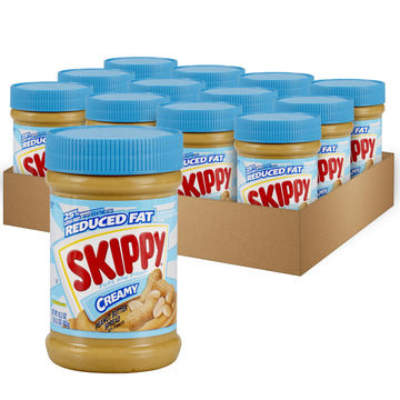 SKIPPY Reduced Fat Creamy Peanut Butter Spread, 16.3 Ounce, Pack of 12
