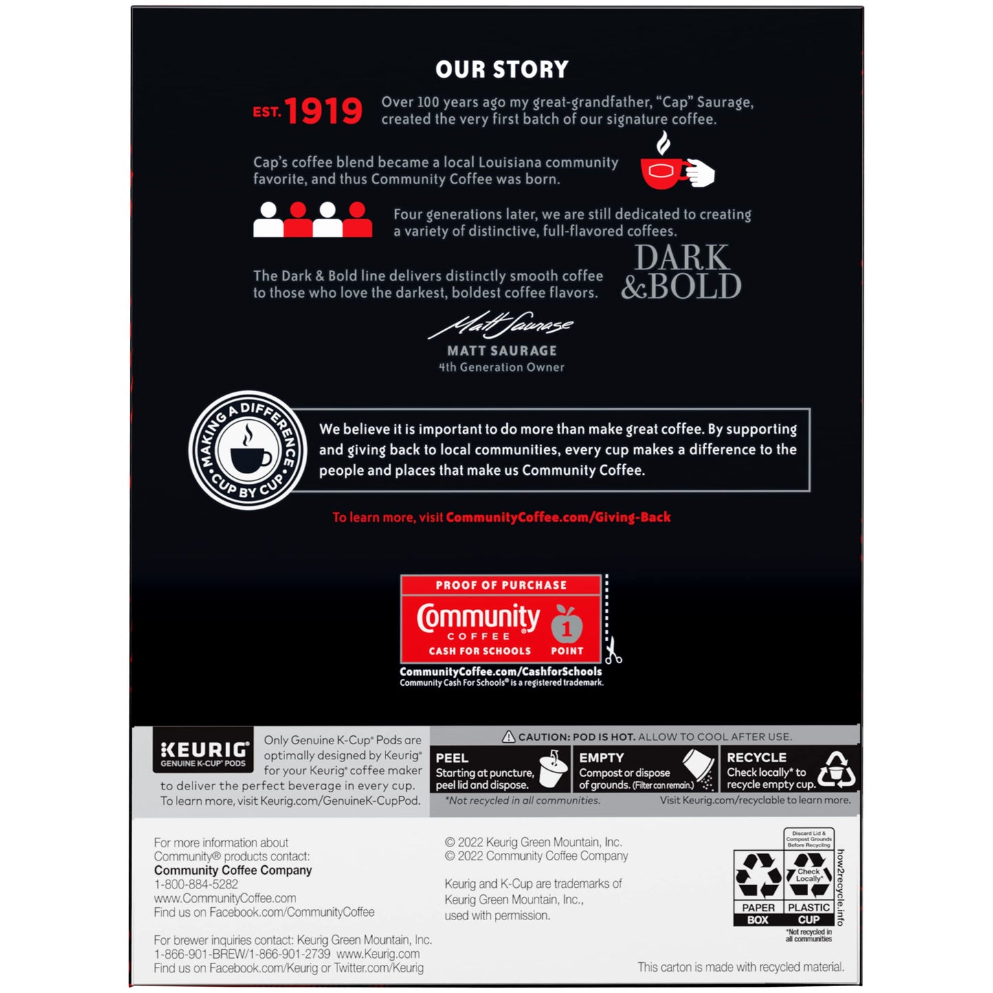 Community Coffee Dark & Bold Espresso Roast Coffee Pods, 24 Count (Pack of 4), Compatible with Keurig 2.0 K-Cup malt-inspired