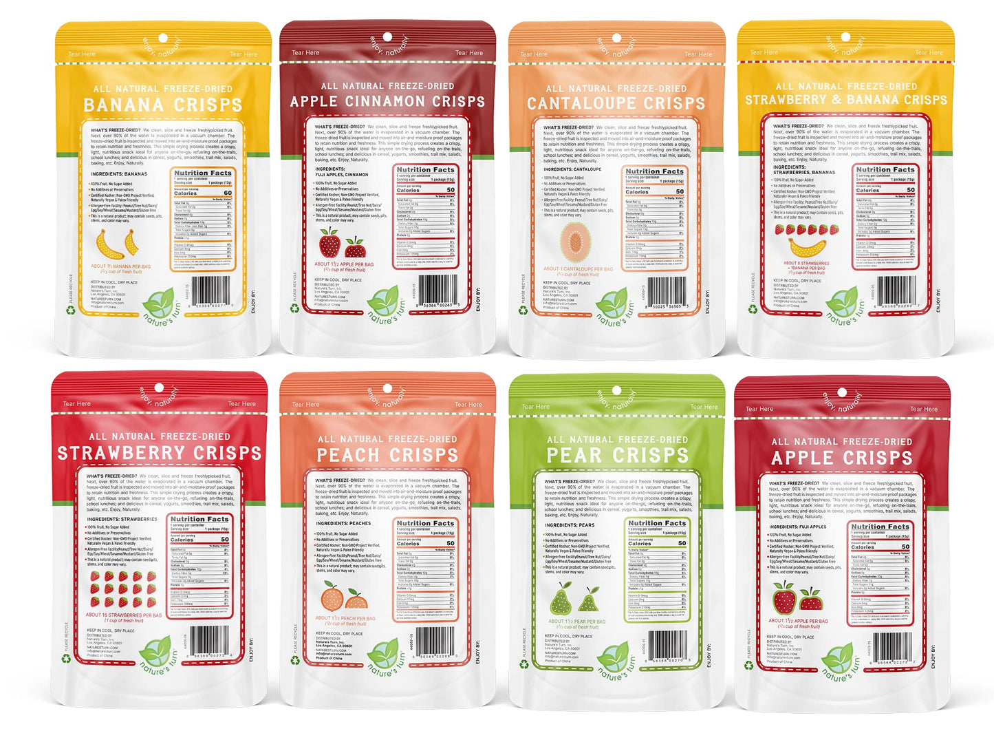 Nature'S Turn Freeze-Dried Fruit Snacks, Mega Variety Pack Of 16 (0.53 Oz Each)