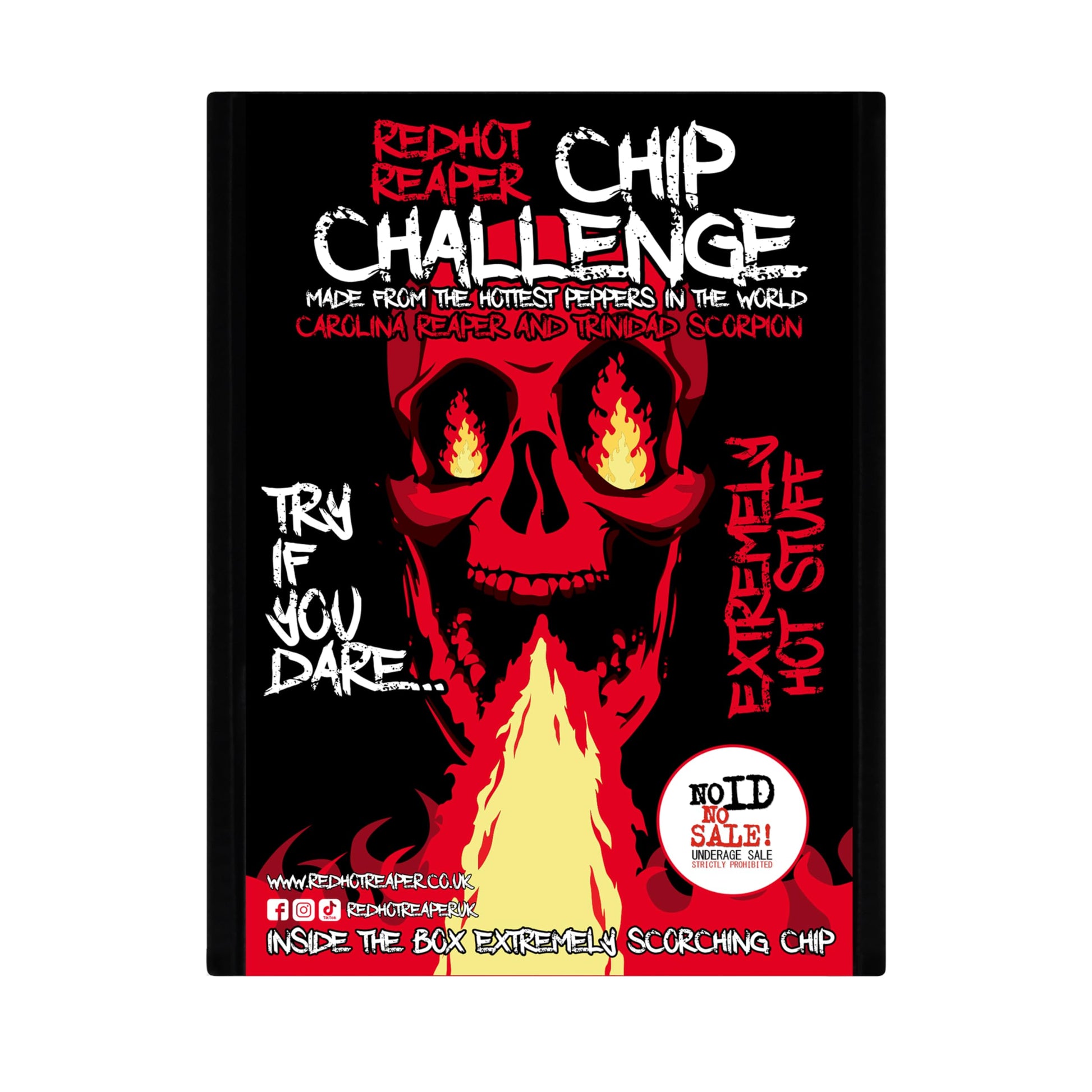 Red Hot Reaper - 1x Chip Challenge Hottest Snack Carolina Reaper & Trinidad Scorpion - Super Spicy Hot Chip