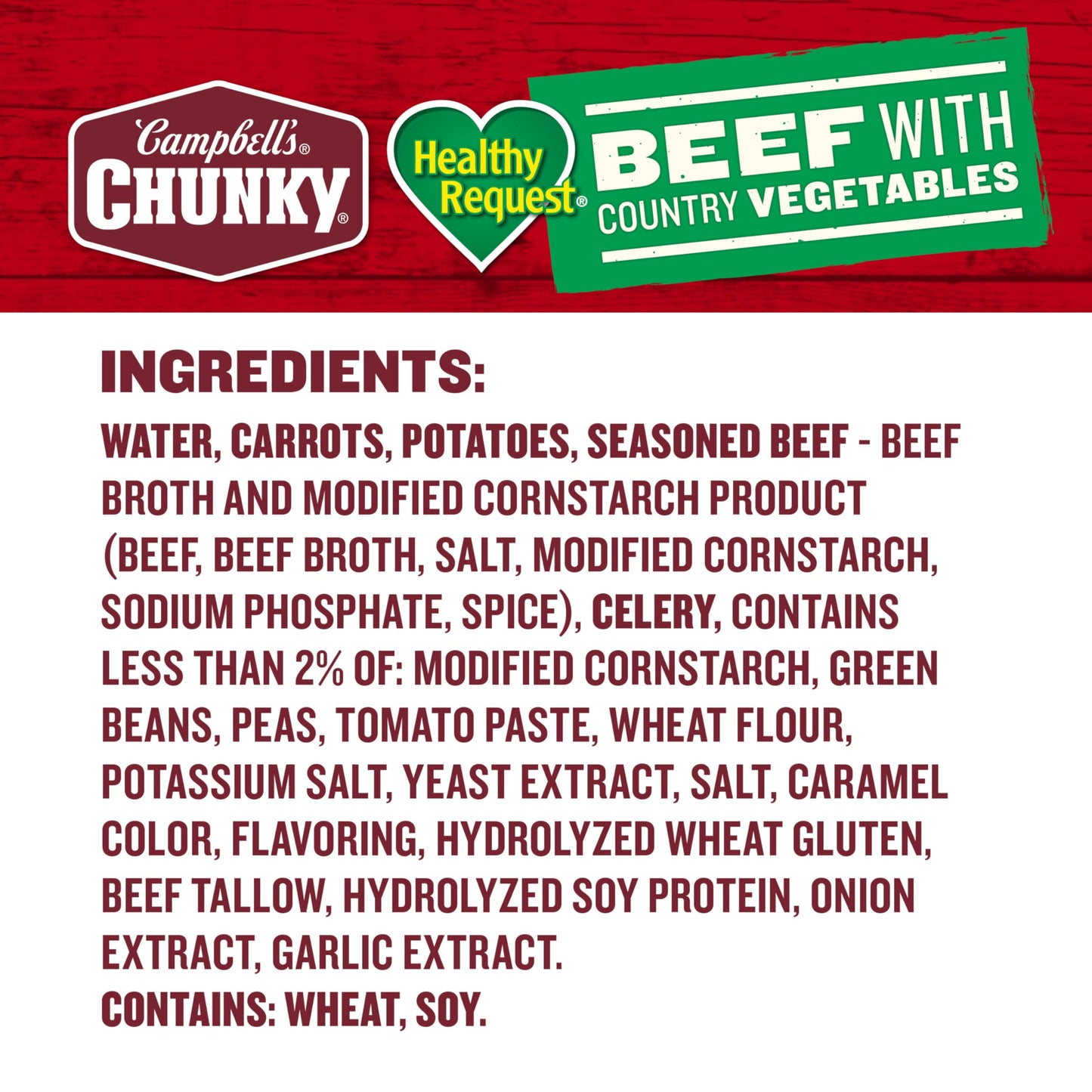 Campbells Chunky Healthy Request Soup, Beef Soup with Country Vegetables, 18.8 Oz Can (Case of 12)