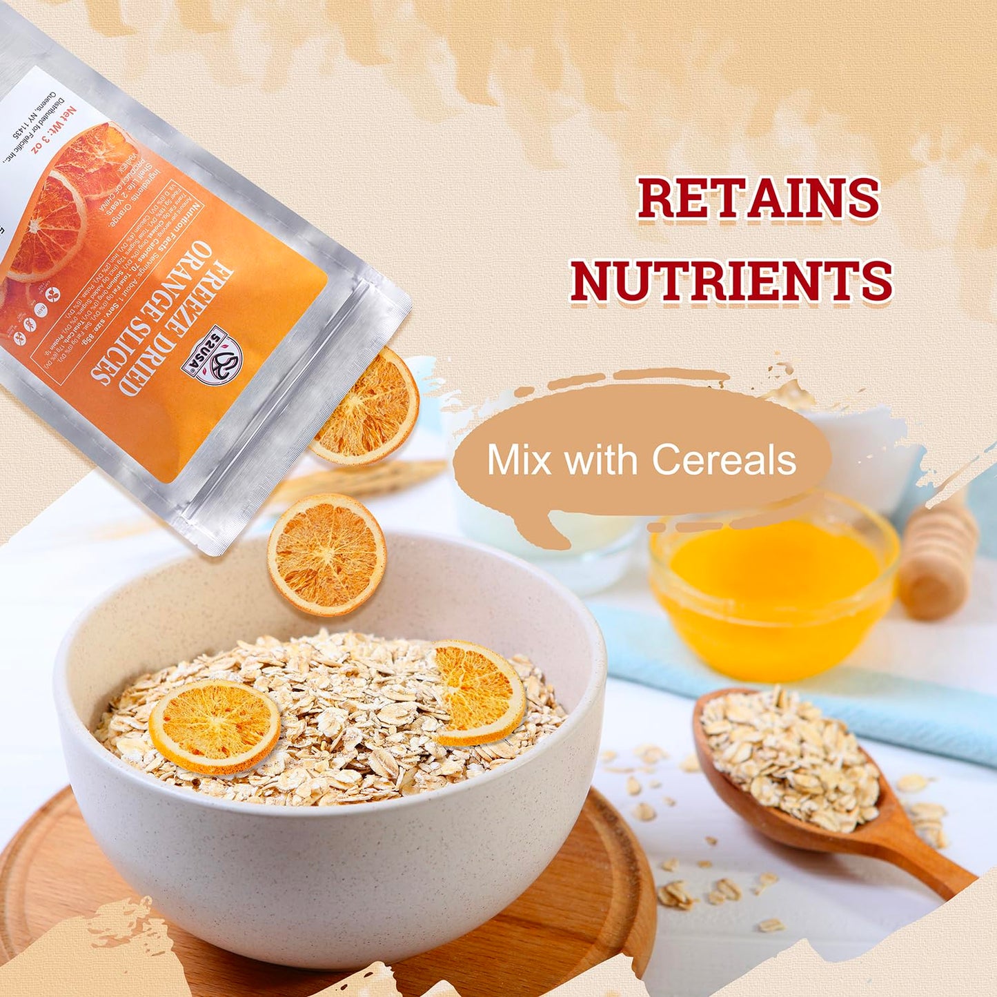 52Usa Freeze Dried Orange Slices, 3Oz (85G), Dehydrated Orange Slices, All Natural, No Additives, No Sugar Added, Dried Fruit Fo