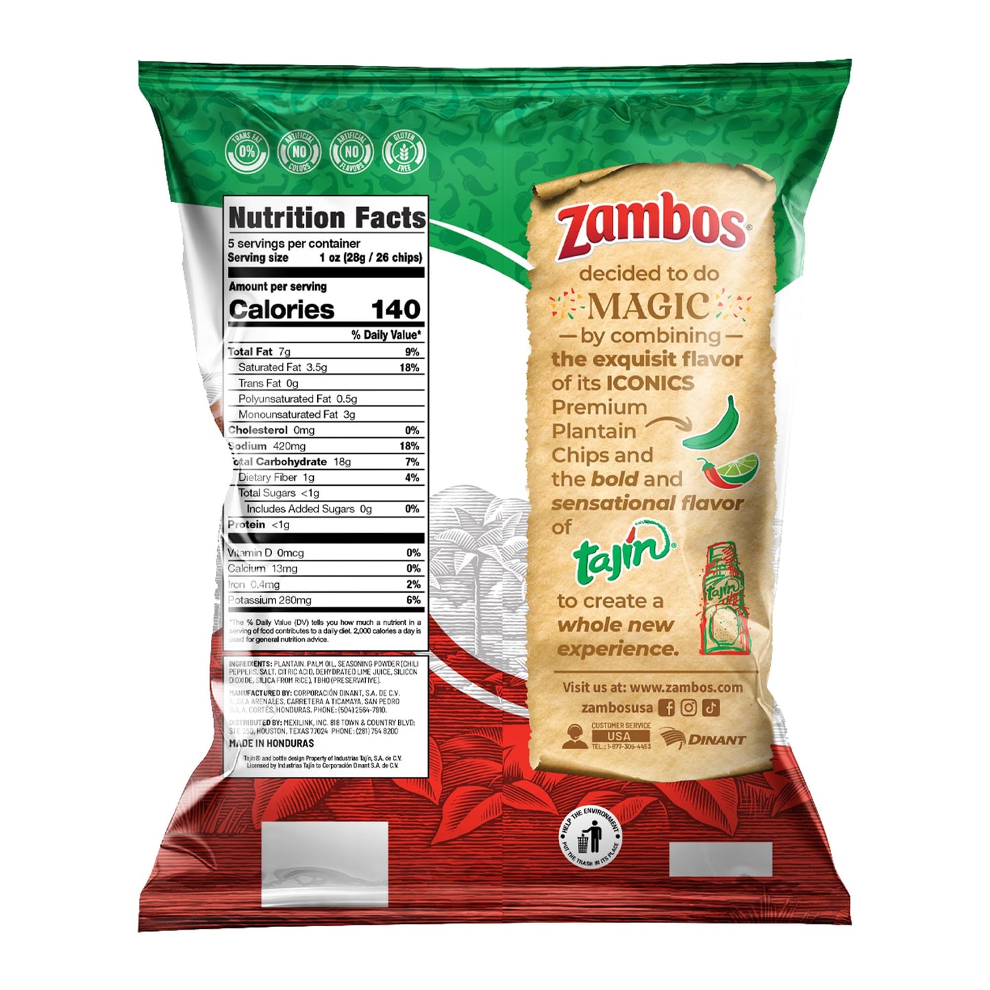 Zambos Plantain Chips with Taj  n Seasoning, 4.9 oz (Pack of 12)