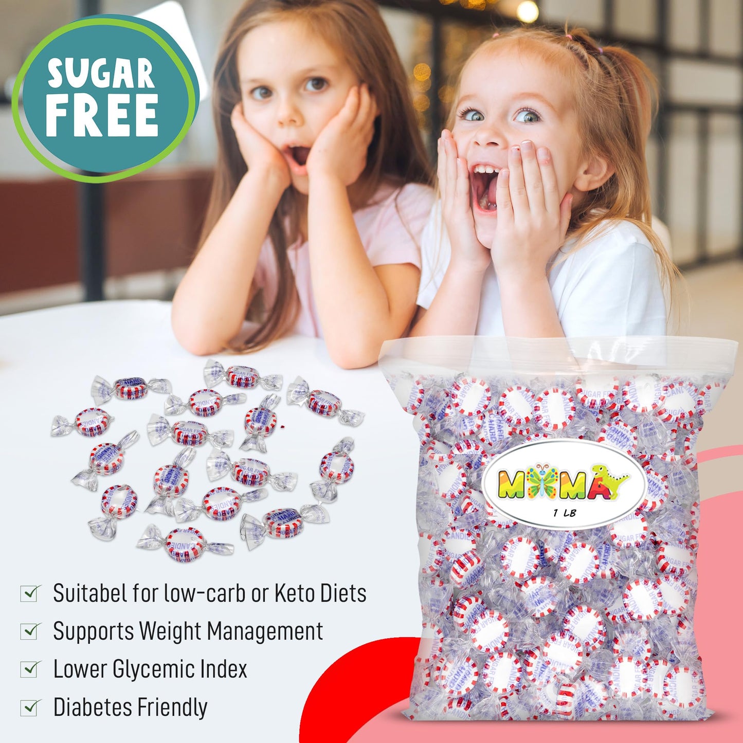 Starlight Sugar Free Peppermint Candy - 1 Lb Individually Wrapped Refreshing Peppermints In Bulk - Hard Mima'S Memorial Day Mega