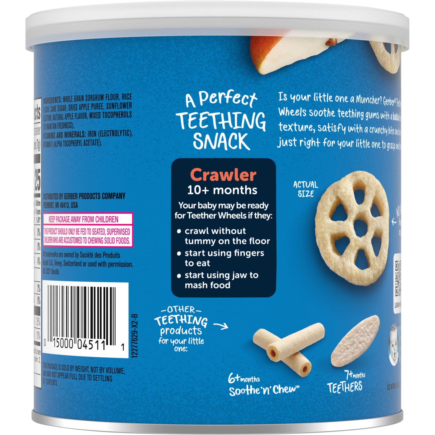 Gerber Snacks For Baby Teether Wheels, Apple Harvest, 1.48 Ounce (Pack Of 6)
