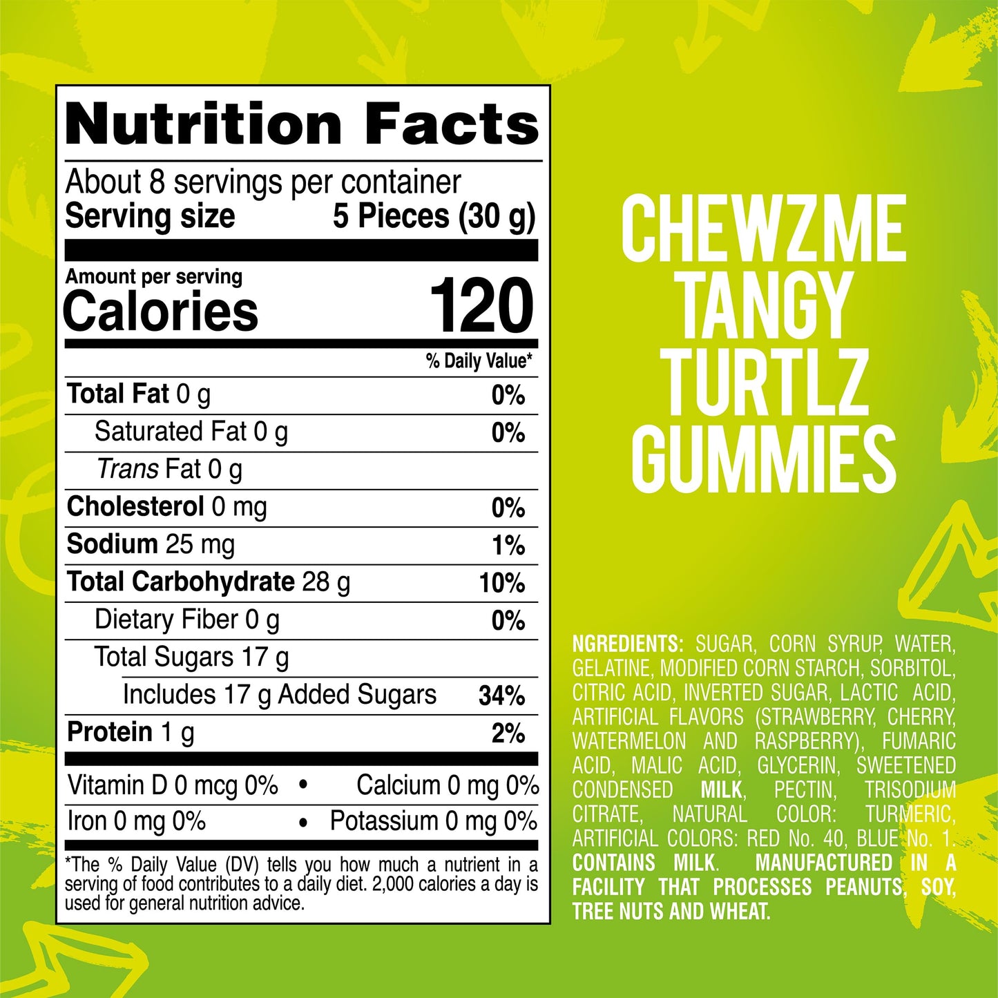 Chewzme Tangy Turtlz Gummies, Individually Wrapped Turtle Shaped Jelly-Filled Gummy And Chewy Candy In Assorted Flavors, 8.46 Ou