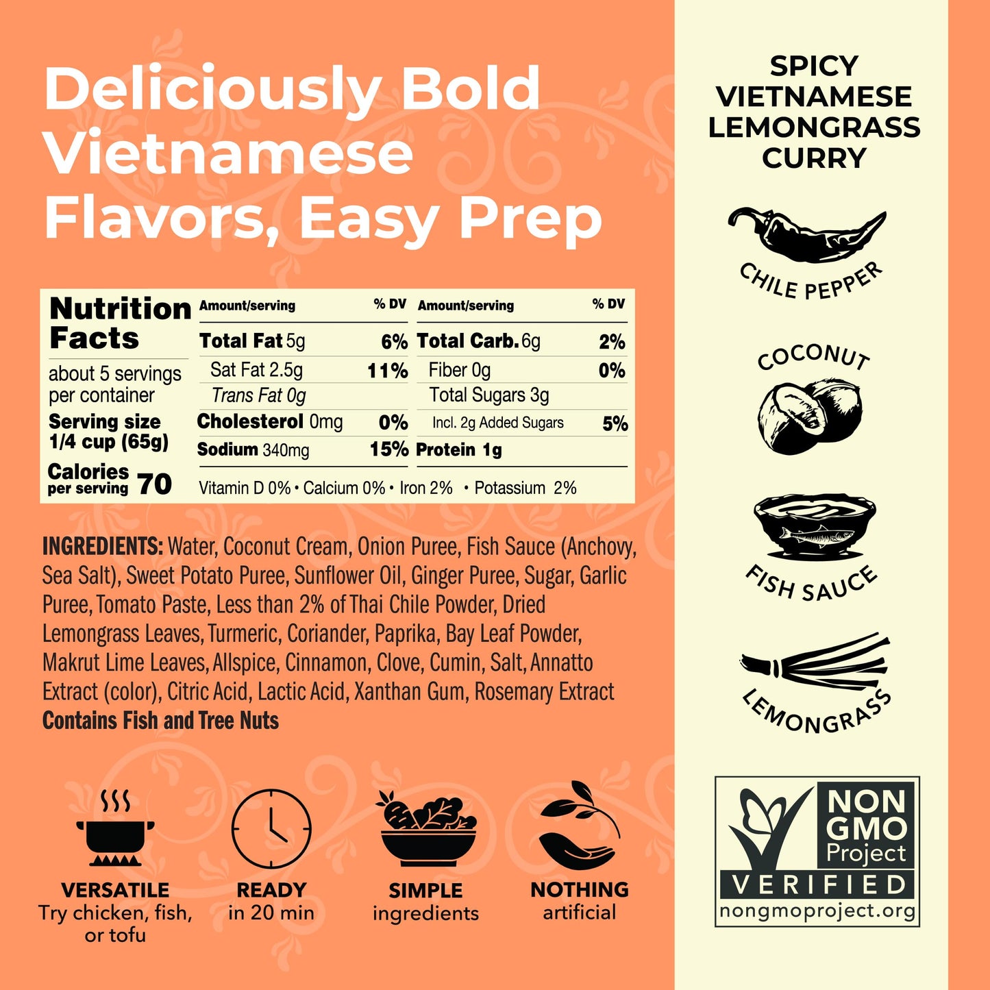 Red Boat Spicy Vietnamese Lemongrass Curry | Deliciously Bold Flavors Ready In 20 Min | Simple Ingredients, Nothing Artificial |