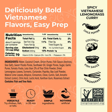 Red Boat Fish Sauce Spicy Lemongrass Curry | 12 oz | Simple Ingredients, Ready in 20 min