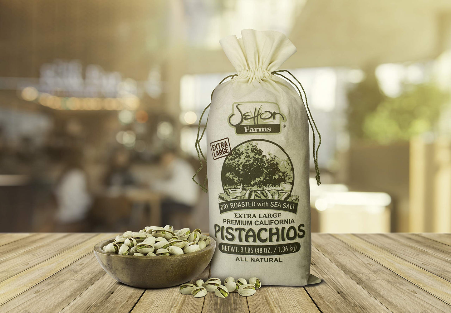 Setton Farms Extra Large Dry Roasted & Salted Pistachios, 48 oz In Shell, Non-GMO, Gluten Free, Vegan, Kosher - 3lb Burlap Gift Bag