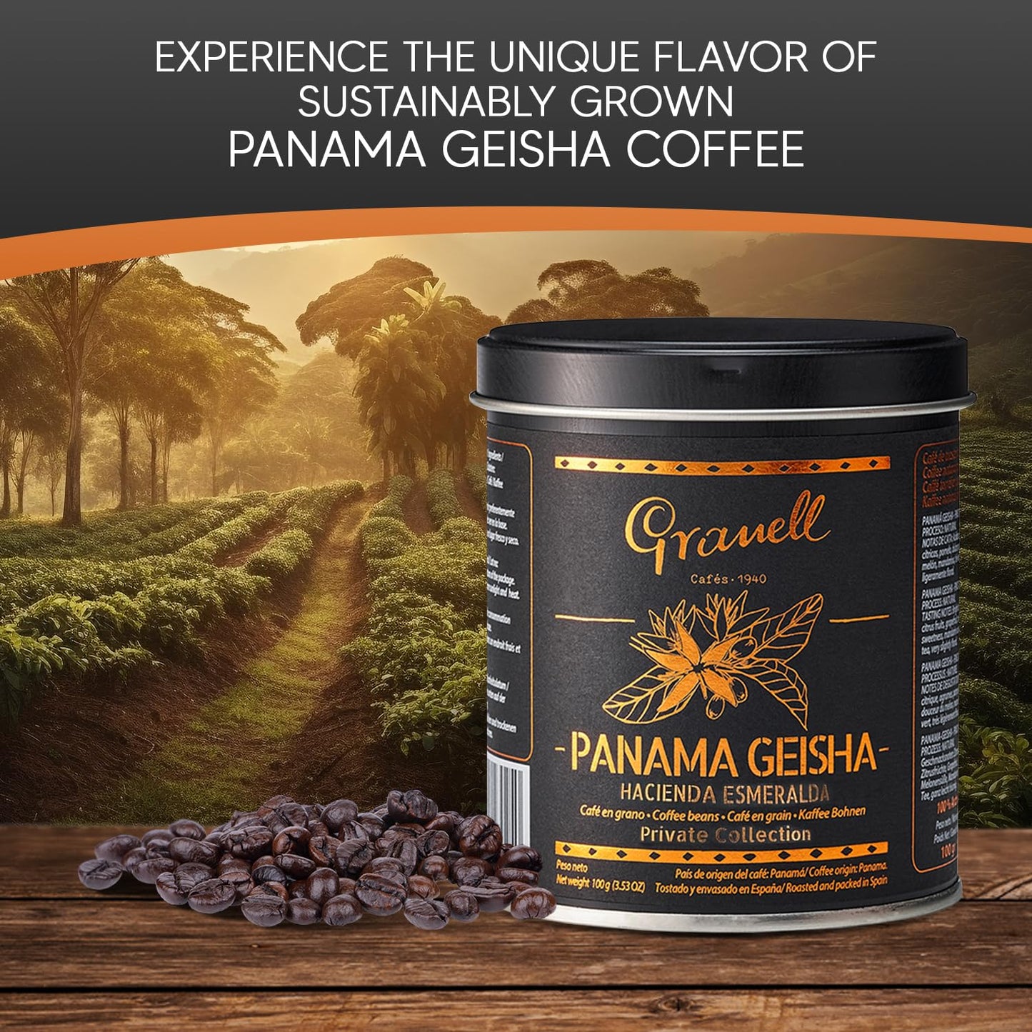 Panama Geisha Coffee Beans: Caf  S Granell Hacienda Esmeralda Whole Bean Coffee Medium Roast, Premium Low Acid Panama Coffee Fro