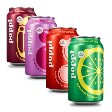 Poppi Sparkling Prebiotic Soda Beverage, Apple Cider Vinegar, Classics Variety Pack, 12 Fl Oz, Pack of 12