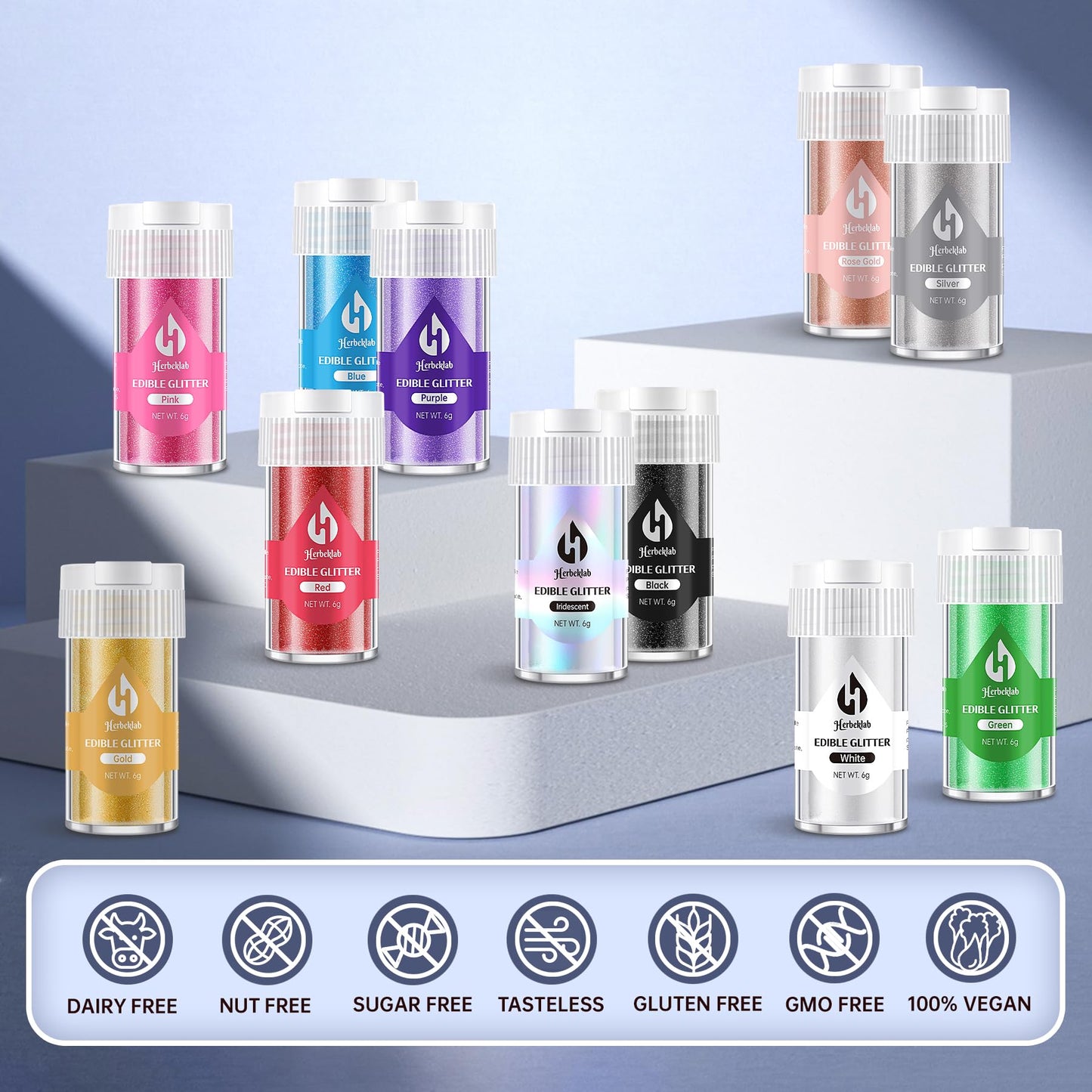 White Edible Glitter For Cocktails - 6G White Luster Dust Edible Drink Glitter Food Grade Metallic Shimmer Powder Cake Sprinkles