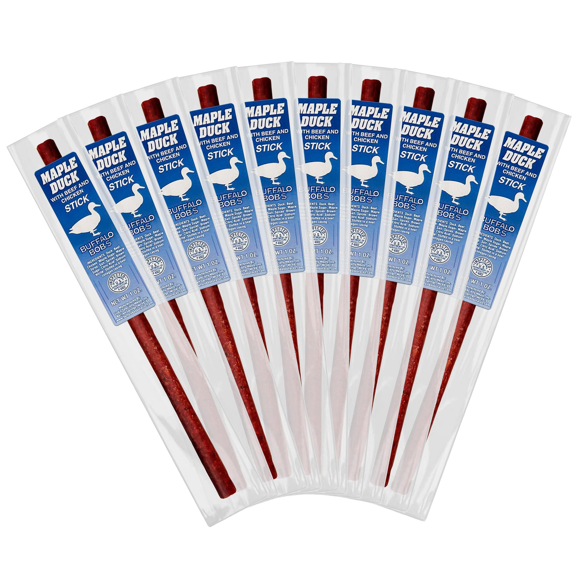 Buffalo Bob's Wild Game Meat Snack Stick - Maple Duck Stick 10 Pack