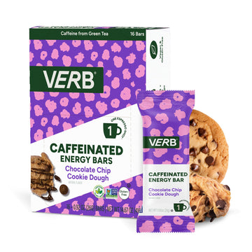 Verb Energy - Caffeinated Energy Bars Chocolate Chip Cookie Dough 110-Calorie Energy Snack Bar - Nutrition Bars - Vegan Snacks -