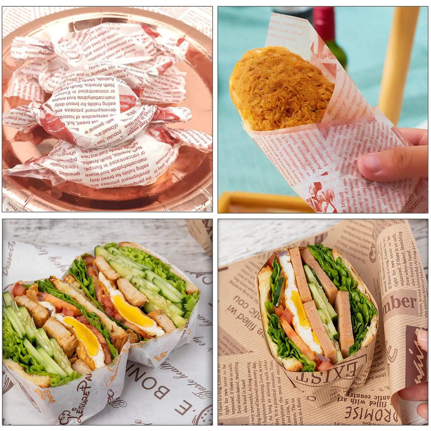 La Llareta 100 Sheets Deli Paper, 14 * 10 Inch Sandwich Wrapping Paper, Food Wrapping Paper, For Breads, French Fries, Sandwiche
