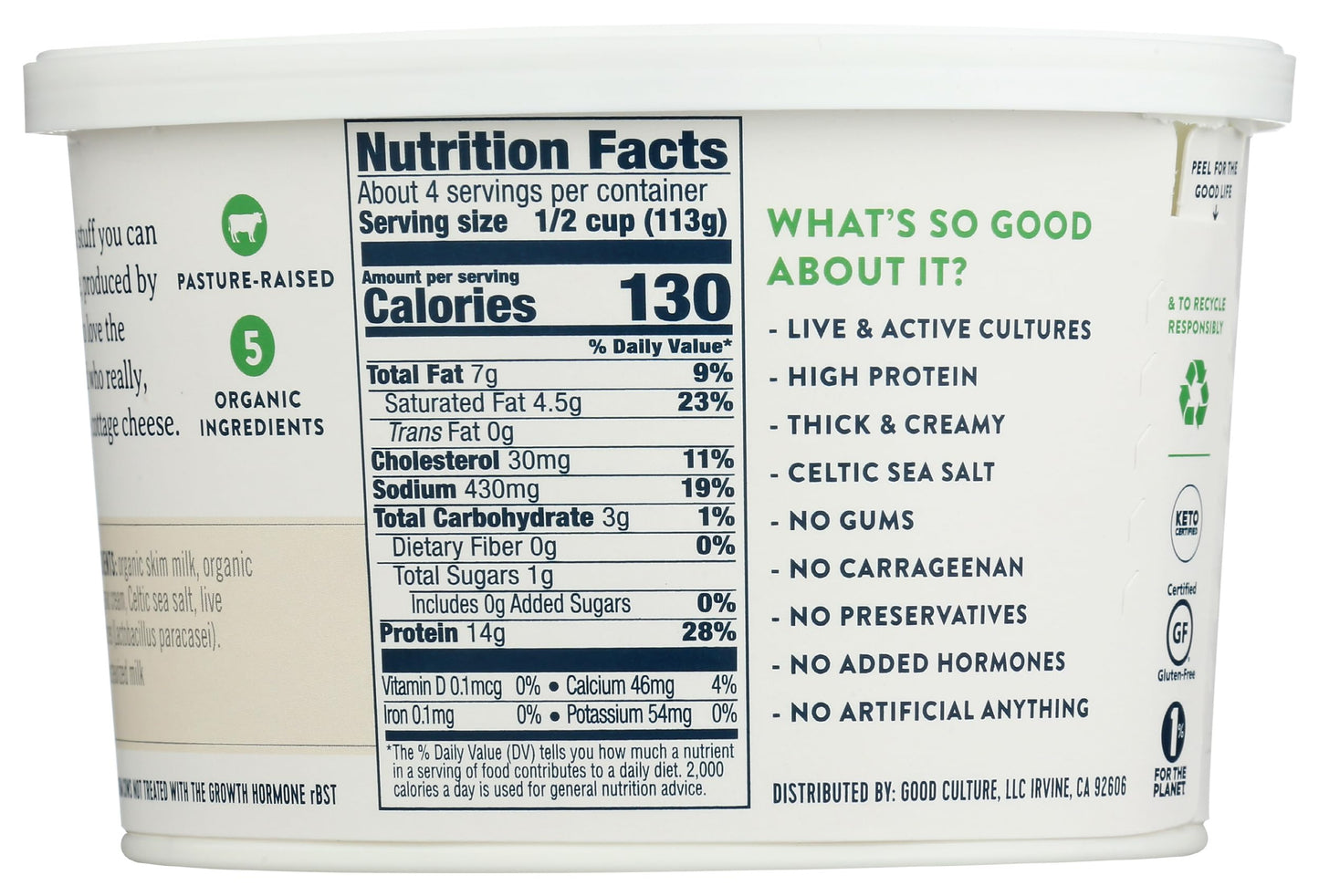 Good Culture, Organic Cottage Cheese - Double Cream 6%, 16 Ounce