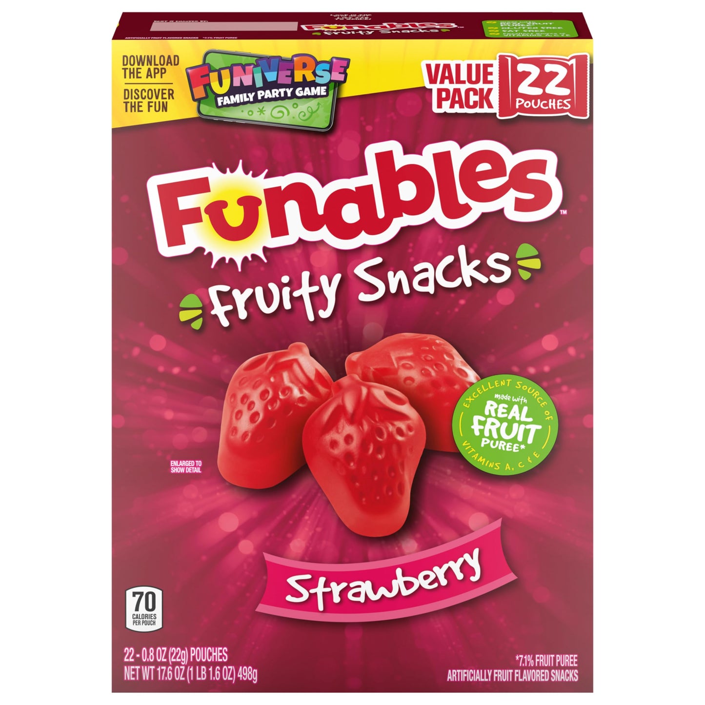Funables Fruity Snacks, Strawberry, Flavored Snacks, Halloween Candy Variety Pack Trick-Or-Treat Assortment, 0.8 Oz 22 Ct