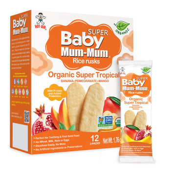 Baby Mum-Mum Organic Super Tropical Rusks 1.76 Ounce, 24 Count (Pack Of 6)