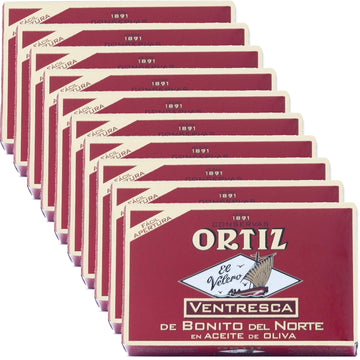 Ortiz Ventresca White Tuna Belly In Olive Oil, Tender Buttery Fillets With Exquisite Flavor, Superior Wild Caught Tuna Packed In Delicate Spanish Olive Oil, 3.88Oz Can (Pack Of 10)