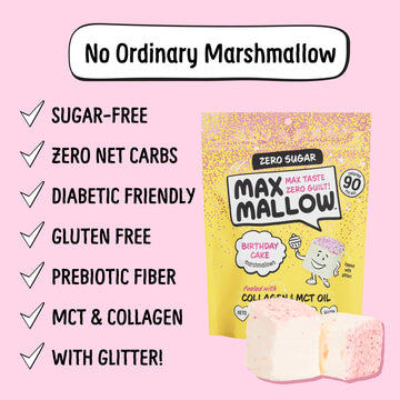 Max Mallow Sugar Free Marshmallows - Keto Friendly, Perfect For S'Mores, Hot Chocolate, And Baking With Zero Sugar Snacks, Smore