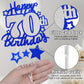 Happy 70Th Birthday Cake Topper, Blue And Silver Glitter Cake Toppers, 70 Year Birthday Party Cake Decoration