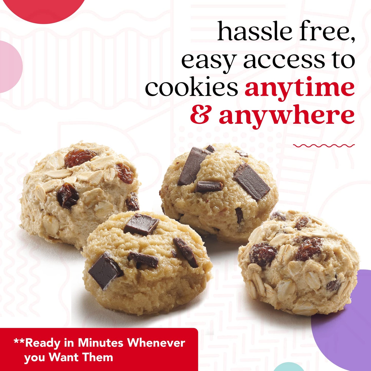 David's Cookies Preformed Frozen Cookie Dough Chocolate Chunk & Oatmeal Raisin 96 count
