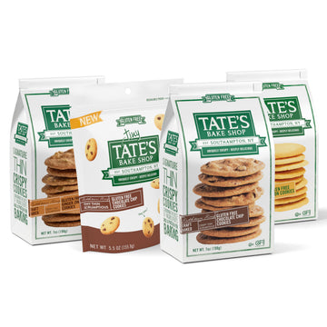 Tates Bake Shop Gluten Free Cookies Variety Pack, 4 Bags, Lemon, Ginger Zinger, Chocolate Chip, Small, Brown/Yellow/Orange
