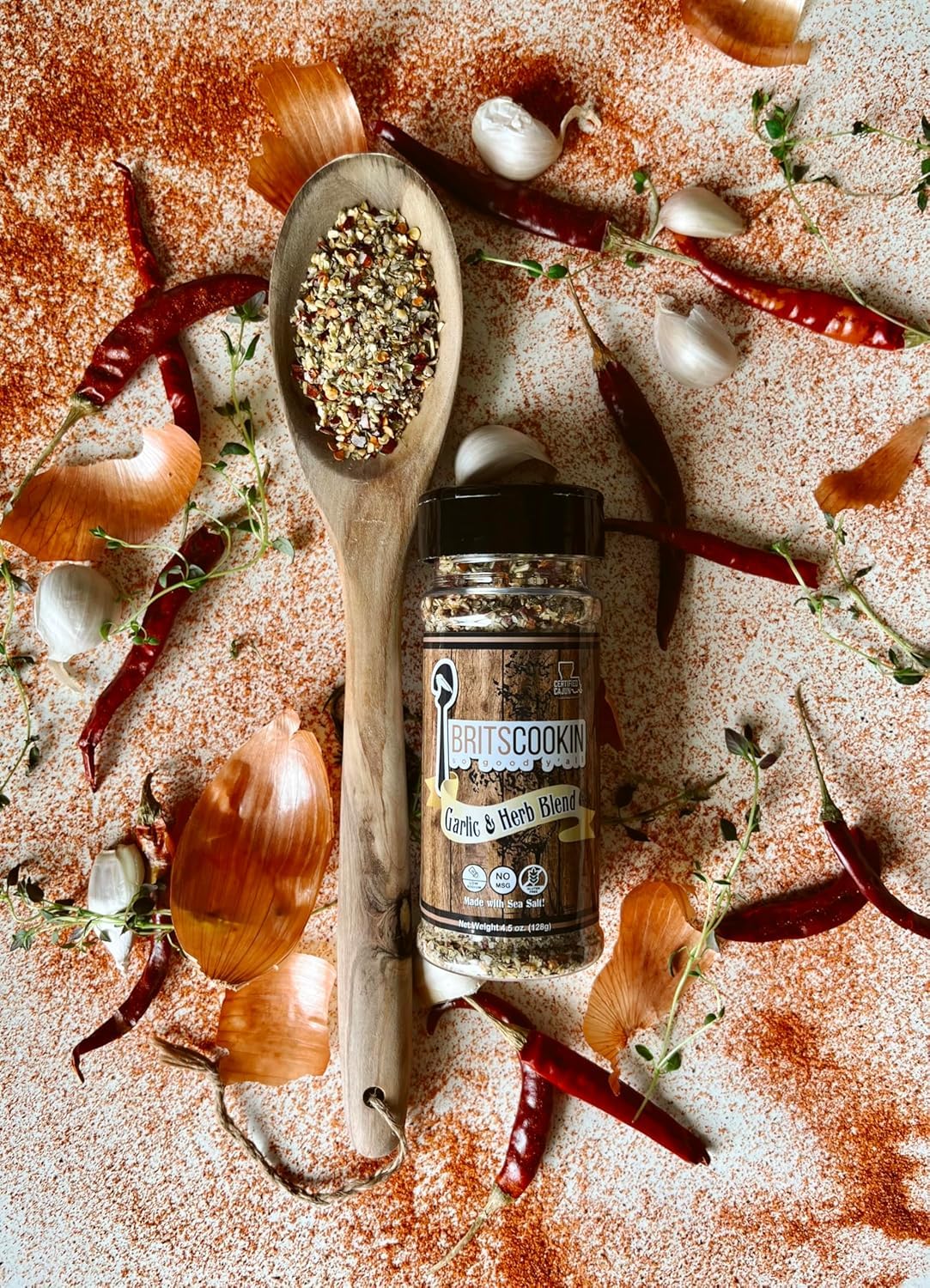 Britscookin - Variety Bundle - 1 Each Of Cajun Seasoning 8 Oz And Garlic And Herb Seasoning 4.5 Oz