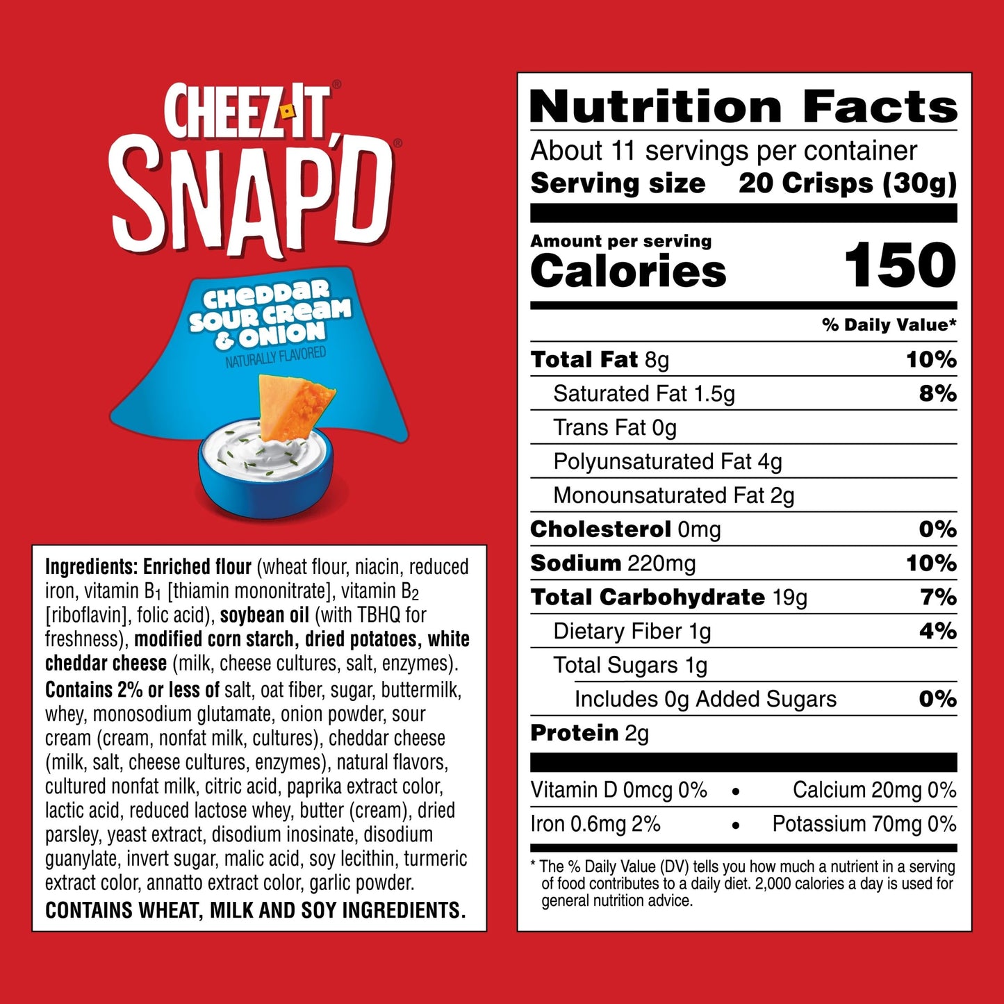 Cheez-It Snapd Cheese  er Chips, Cheddar Sour Cream Onion, 12oz Bag
