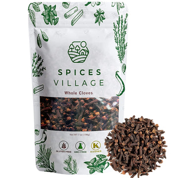 Spices Village Whole Cloves, All Natural Dried Clove Buds, 7 Ounce, Kosher, Gluten Free, Non GMO, Resealable Bulk Bag