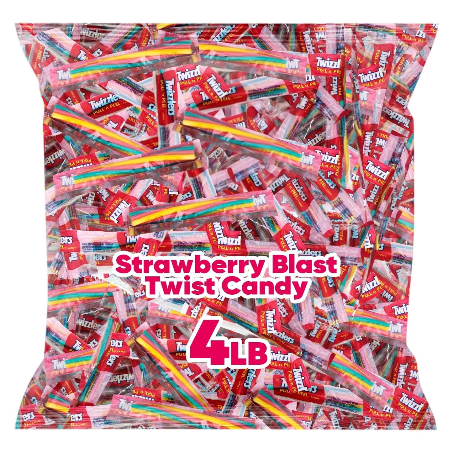 TwizzlersStrawberry Pull 'N' Peel Licorice - 4lb Bulk Pack of Individually Wrapped Candy for Parties, Office Snacks, School Even